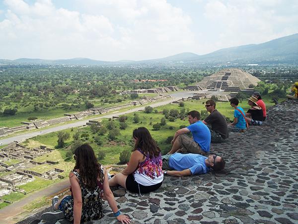 Students on the top of the pyramid of the sun at Teoihuacan Photo courtesy of Elaine Roth 