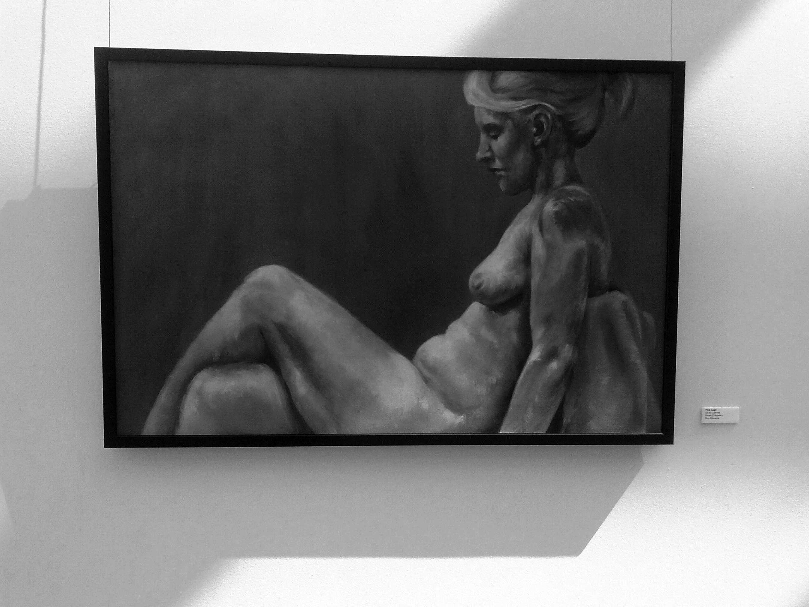 Pink Lady, oil on canvas by graduating artists Sarah Cukrowicz  Preface photo/Christina Clark