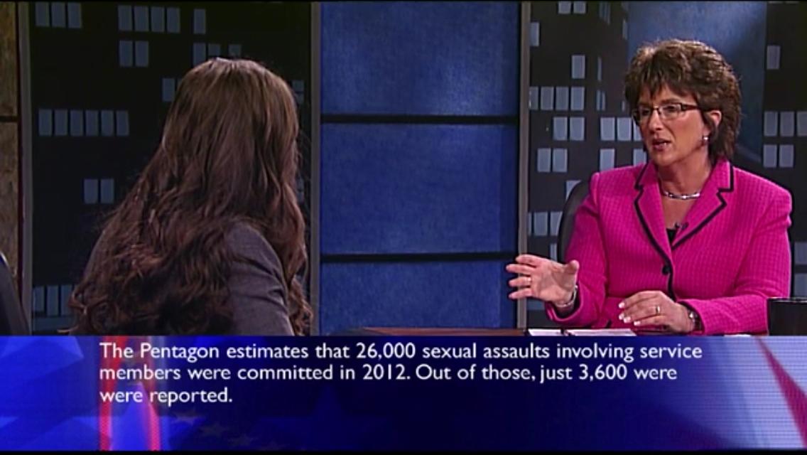  Indiana’s 2nd Congressional District representative Jackie Walorski speaks politically with Elizabeth Bennion. (Screenshot credit: WNIT)