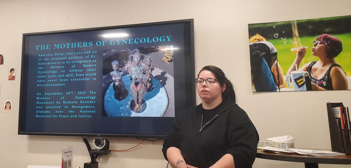 Photo// Evelyn Kowalski - 
BEYOND THE EXAM ROOM EVENT FROM THE CUBE. Raine Lee explains the Mothers of Gynecology and how the three women are recognized in medical history now. 
