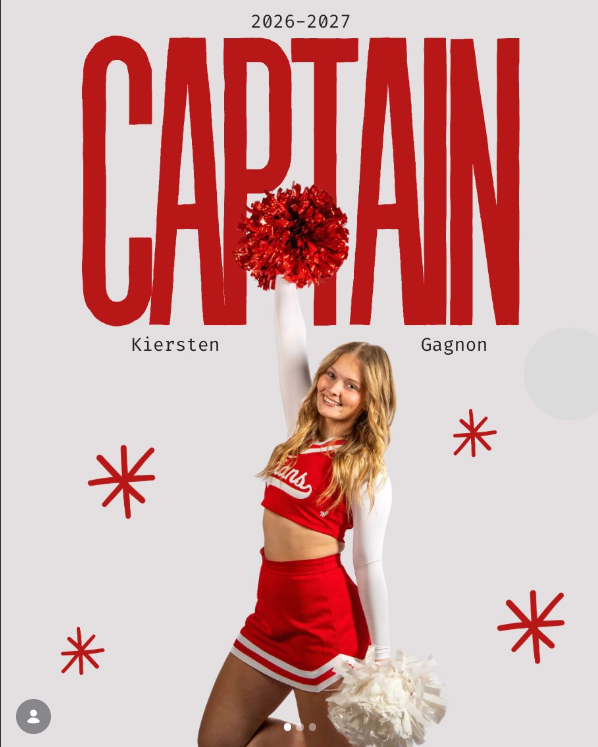 Photo // @iusb_cheerleading on Instagram - 
LET’S GO, GAGNON, LET’S GO! On the official Instagram page for cheerleading at IU South Bend, the team’s new leaders were announced April 2, including 2026-2027 captain Kiersten Gagnon.

