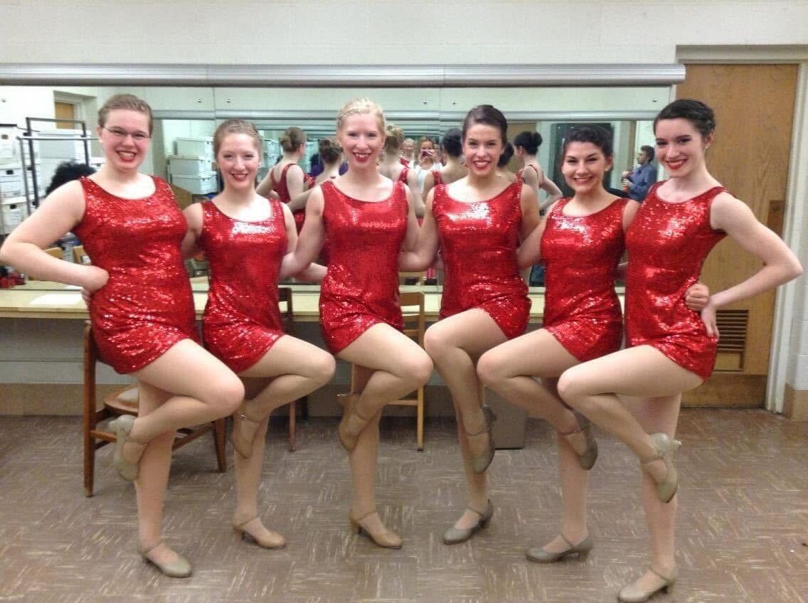 Photo // Karen Pajor - 
THEN. Dancers prepare for a show on campus in 2013, two years after the formation of the Tap & Kickline.
